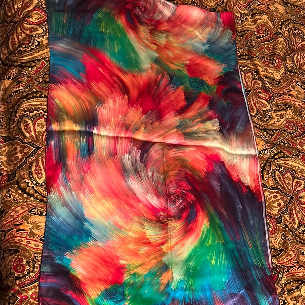 Hand-rolled edge 100% silk scarf, Dimensions : 19”x66”